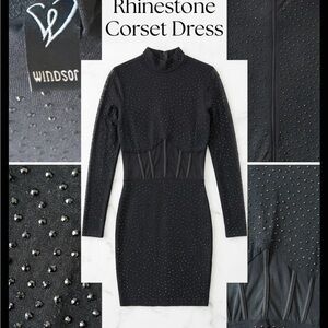 Windsor Elegant Black Rhinestone Dress